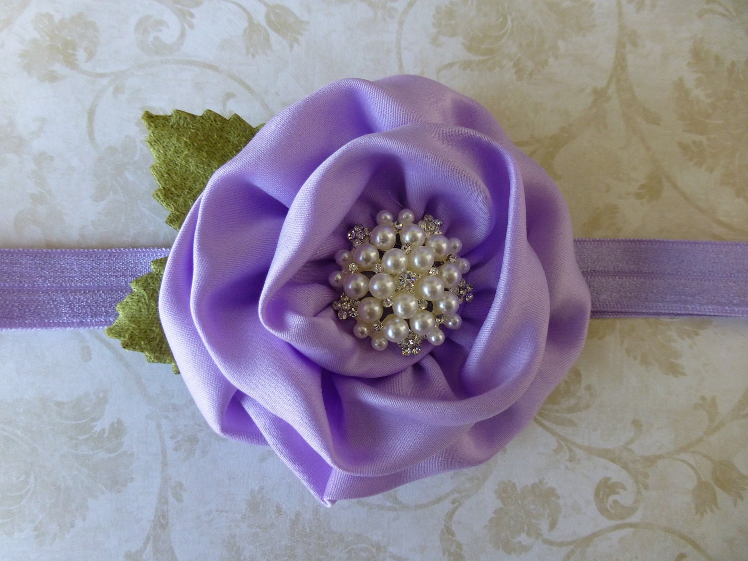baby headband, flower headband, headband, shabby chic roses headband