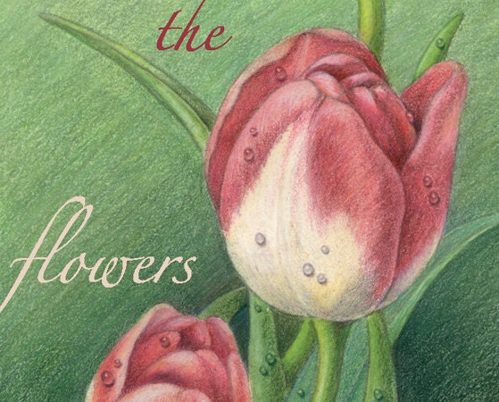 Bookmark - 3 pink and white tulips covered in drops of water with a quote about springtime - "Spring Tulips" - GREAT Valentine's Day gift