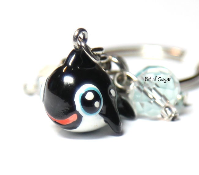 Orca Whale Keychain - Cute kawaii beach ocean animal friend keyring