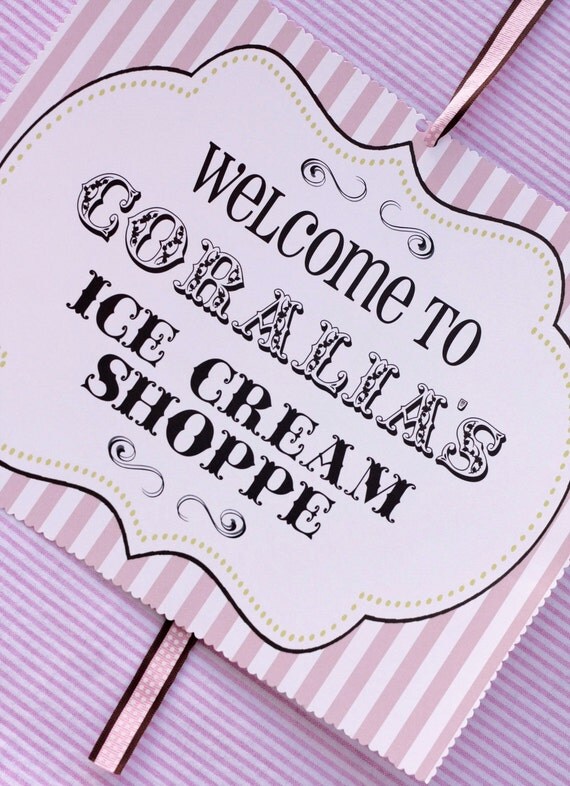 Custom PRINTABLE Ice Cream Shoppe DIY Party Sign - by anna and blue paperie Il_570xn