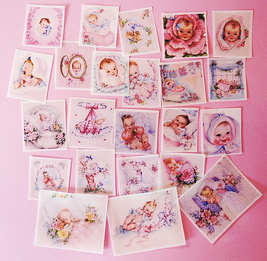 Baby Shower 20 assorted edible image wafer papers for your iced cookies, fondant, cupcake toppers, chocolate or cakes
