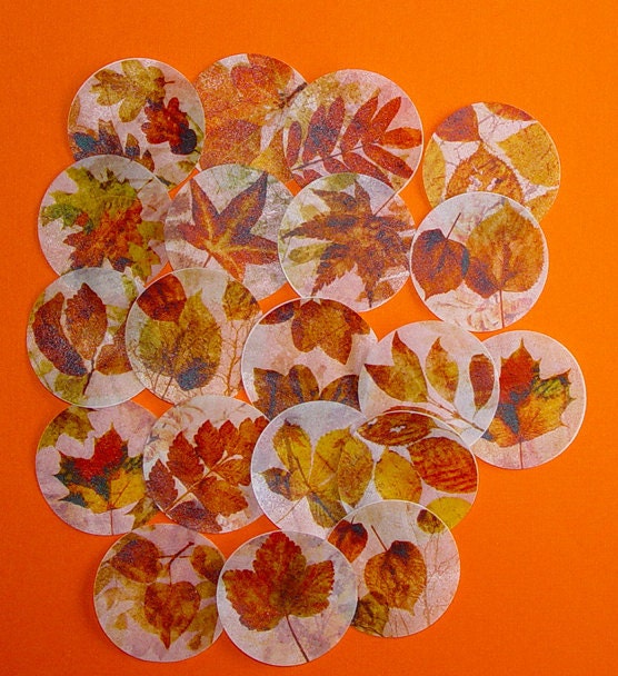 20 Autumn Leaves Wafer Paper Edible Images for your Cookies, Fondant, Cupcakes, Chocolates and Cakes