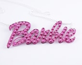 Pink Swarovski crystal Barbie necklace 3"