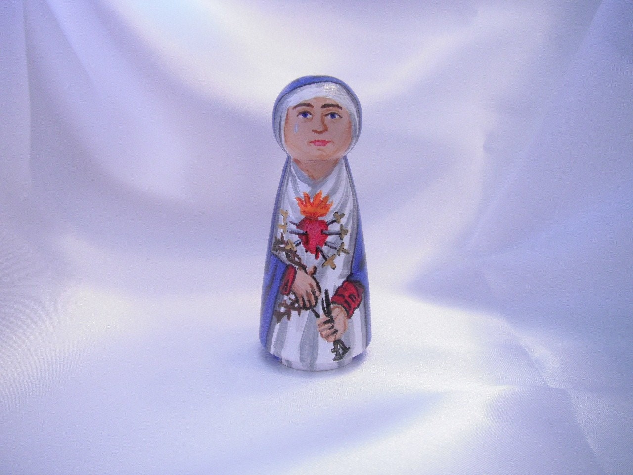 Our Lady of the Seven Sorrows - Catholic Wooden Doll - made to order