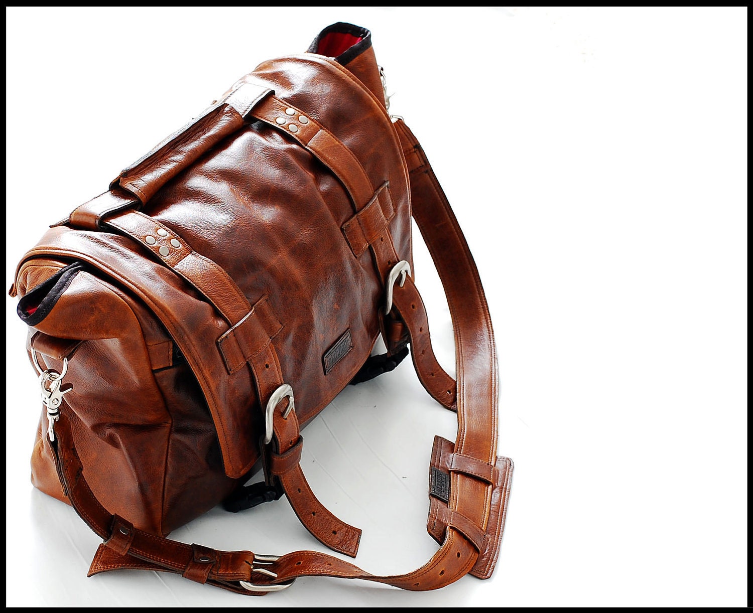 American Bison leather available for this Professional leather bag a Cross Body bag for Men and Women XXL - Safari