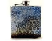 Vintage Damask Hip Flask Liquor Flask 6oz or 8oz stainless steel mens and womens flask