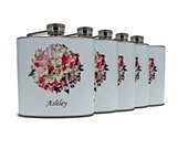 Bridesmaids Maid of Honor Set of 5 Bouquet Liquor Flasks 6 or 8 oz Wedding Favors