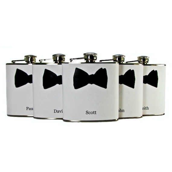Groomsmen Bow Tie Flasks for the men in your Wedding Party