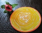 Handpainted Silk Hoop Windowhanging "Yellow Rose"