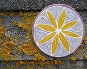 Handpainted Silk Hoop Windowhanging Wallhanging "Skyflower"
