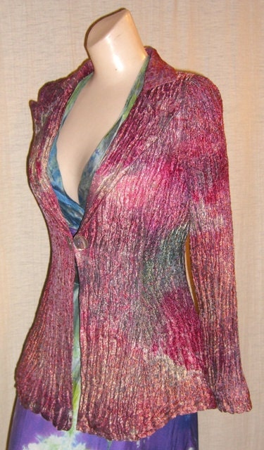 silk brocade jacket with gold metallic thread through out hand dyed original design 25% off