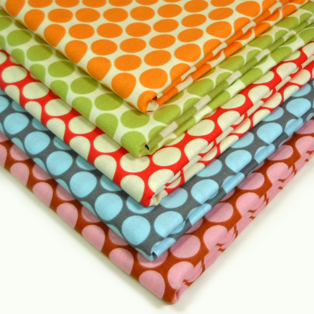 Amy Butler Half Yard Bundle -  Full Moon Polka Dot - Lotus - 5 pcs