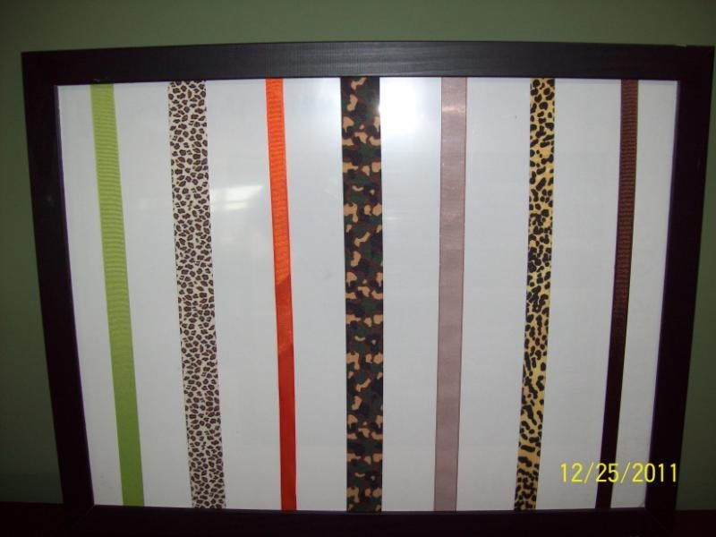 Animal Print Ribbon Girls Hair Bow Holder 20" x26" Black Frame,  Hair Clip Holder, Bow Board, Memory Board
