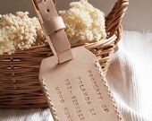 Double Sided Luggage Tag - Nude - Personalized - Leather - Hand Stitched