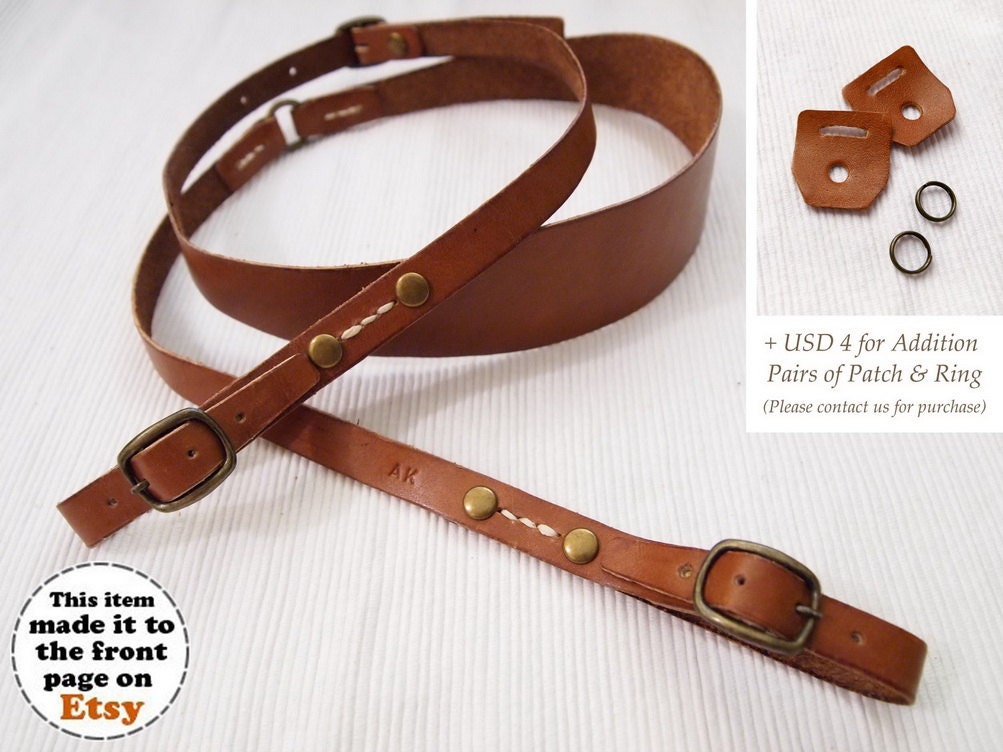 Personalized Camera Neck Strap with Adjustable Length - Leather - Rust - Hand Stitched - Front Page of Etsy