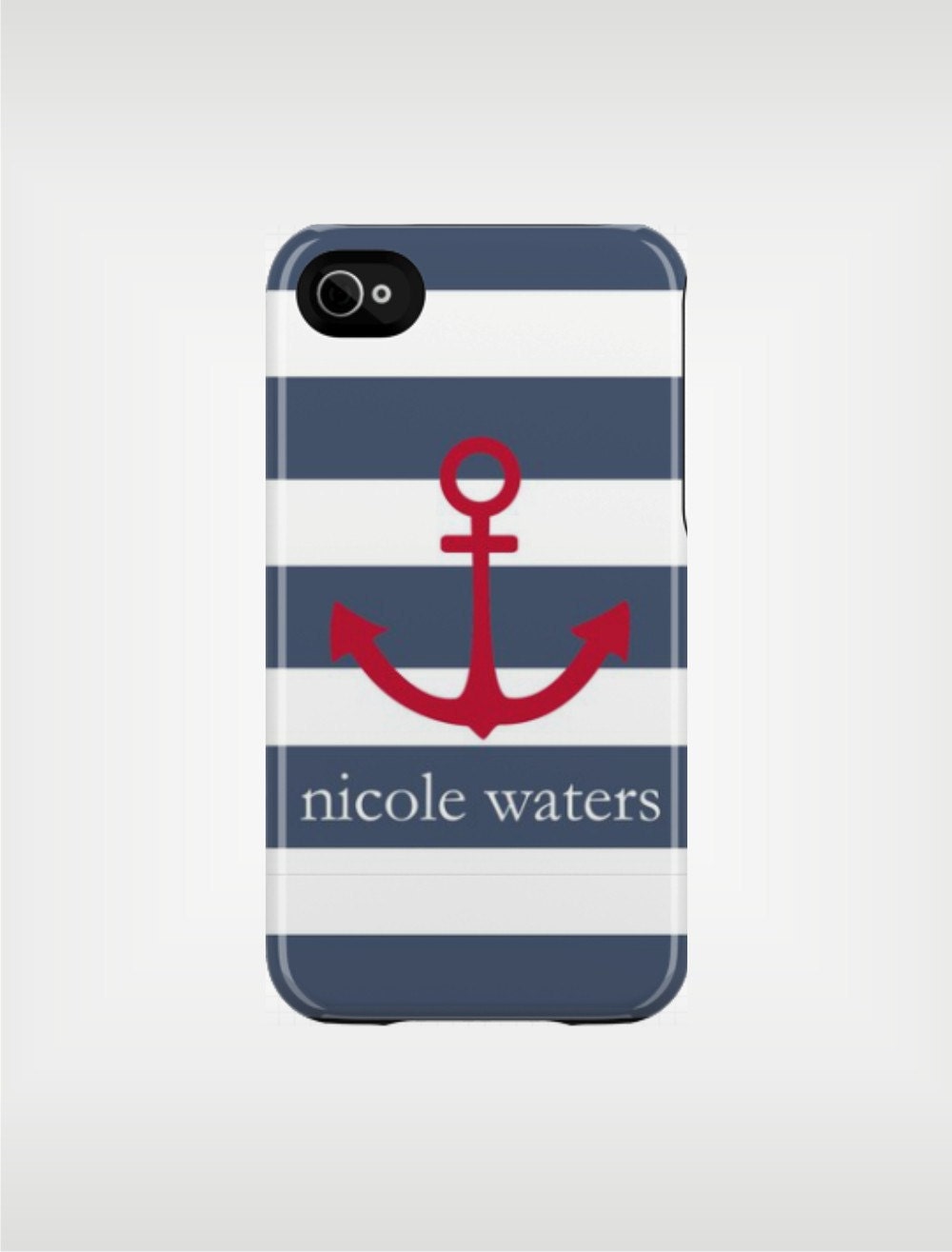 Personalized Graduation Gift iPhone 5 Case or Samsung Case 4 / 4S or 3G - Navy Beach Stripe Anchor - original design by a drop of golden sun