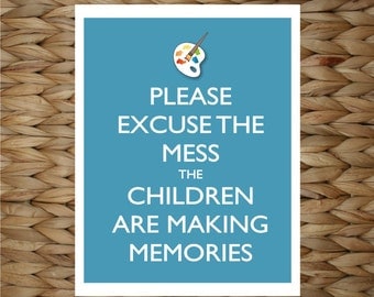 Playroom Wall Art - Paint Mess Memories -  8x10 printed digital wall decor - original design by a drop of golden sun
