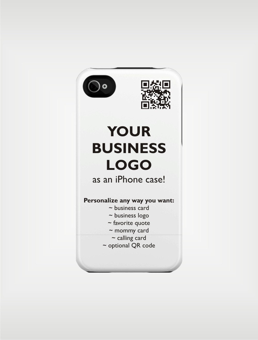 Custom Designed Favorite Quote Company Logo iPhone 5 Case 4 / 4S or 3G or Samsung - Custom Designed - Business Card
