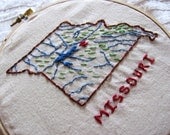 Missouri Wall Art.  7 inch hoop.  Graduation Gift. Midwest.  Personalized.  Embroidery Hoop Wall Art.