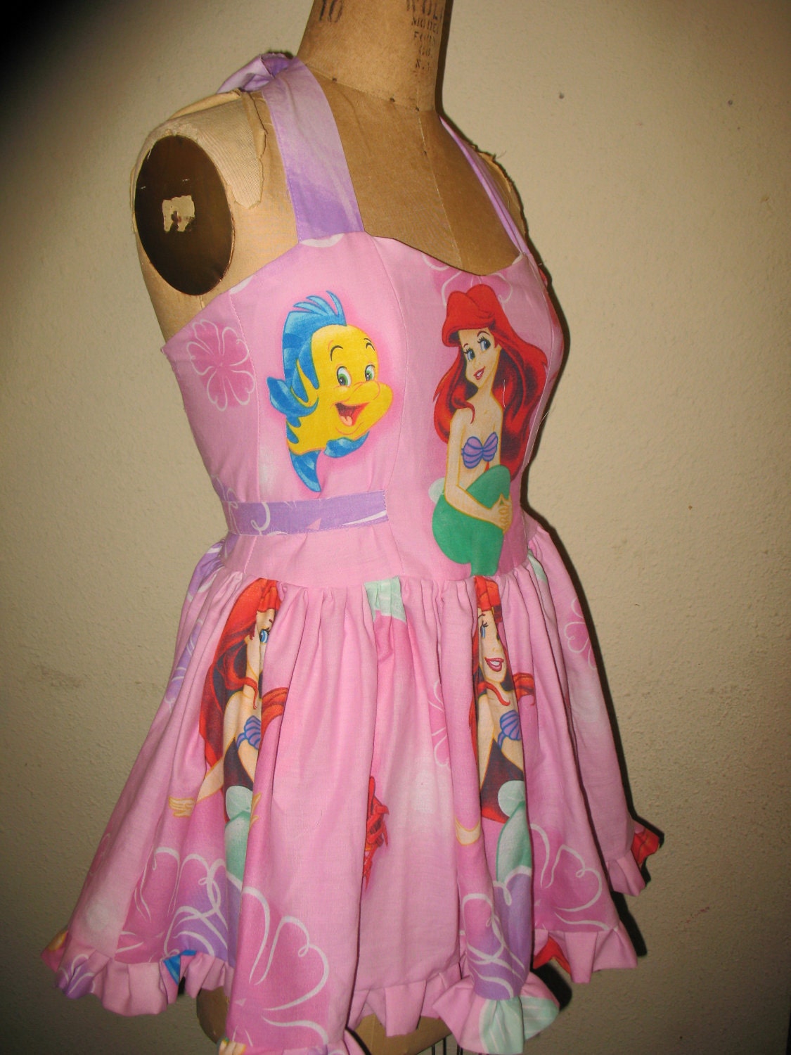 Custom Made to order Ariel The Little Mermaid SweetHeart Ruffled Mini Dress