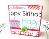 Happy Birthday Mini Note Cards 3 x 3 Handmade Set of 6 Blank Birthday Cards