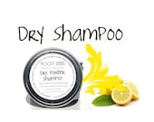Lemon Dry Shampoo-- 2 oz. Tin Jar of Powder, Organic and Vegan-- Includes powder puff for easy application, trial and travel