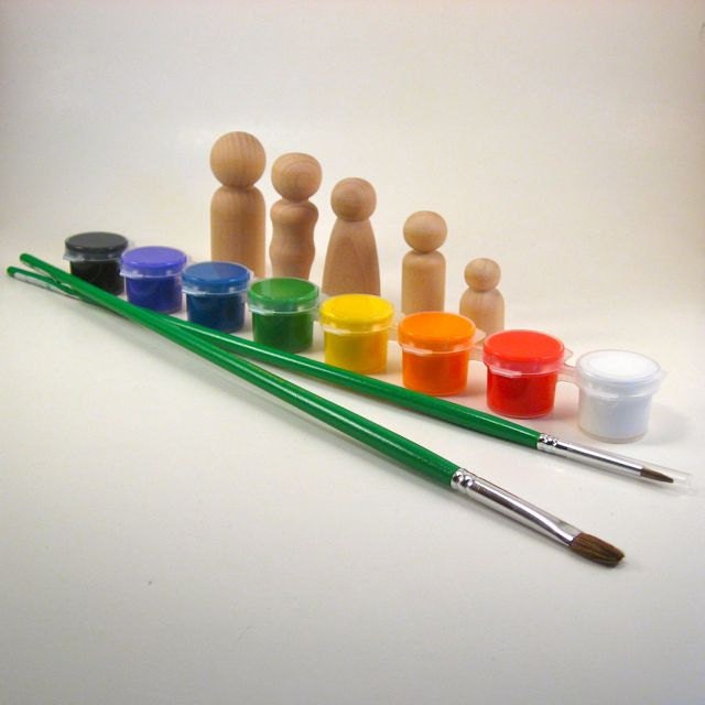 Painting Kit - two brushes - 8 paint pots
