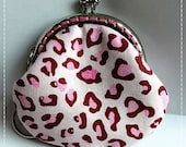 FREE SHIPPING - Little Handmade Coin Purse Leopard Print Pink