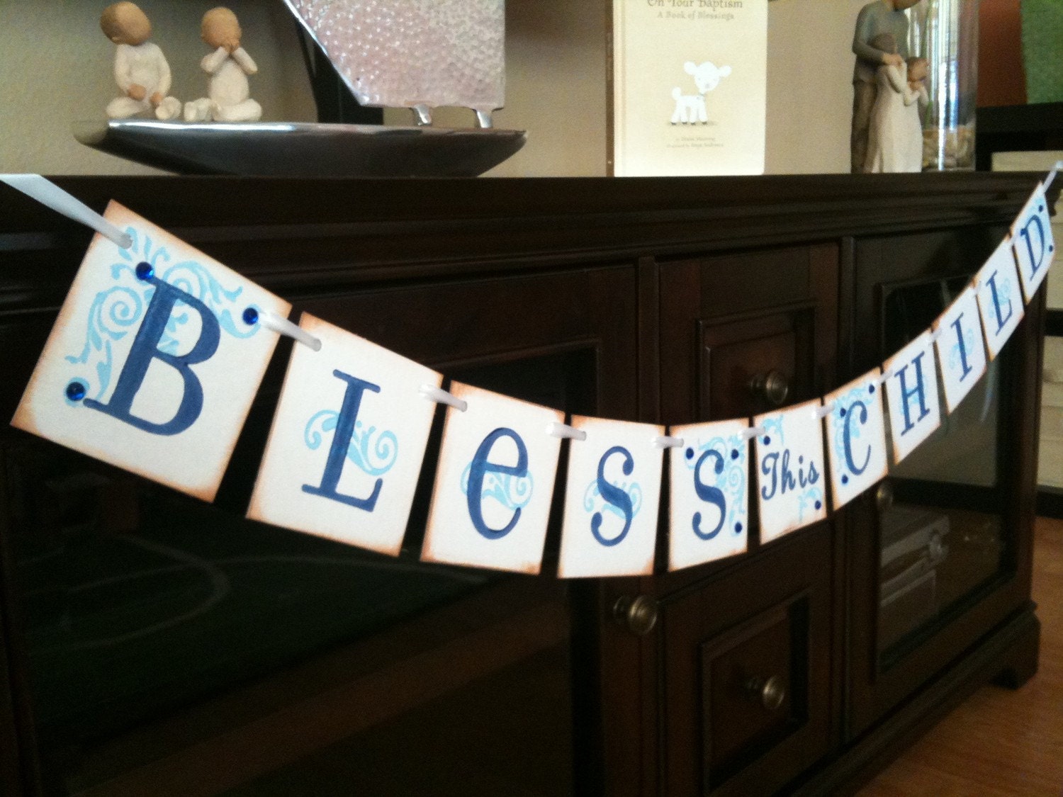 BLESS This CHILD Garland Banner/ Baby Shower / Baptism / Christening / First Communion / Custom Colors Welcome