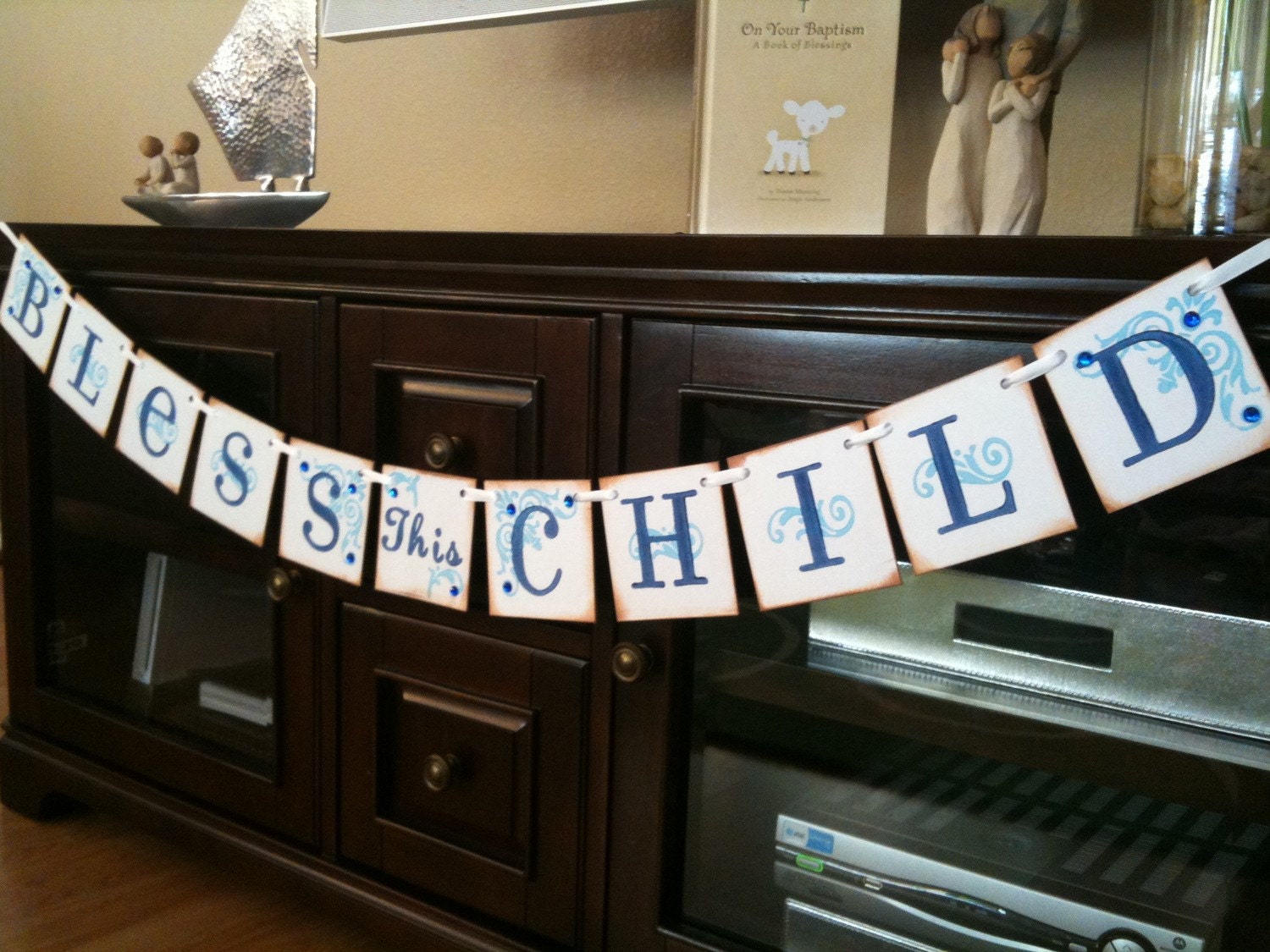 BLESS This CHILD Garland Banner/ Baby Shower / Baptism / Christening / First Communion / Custom Colors Welcome