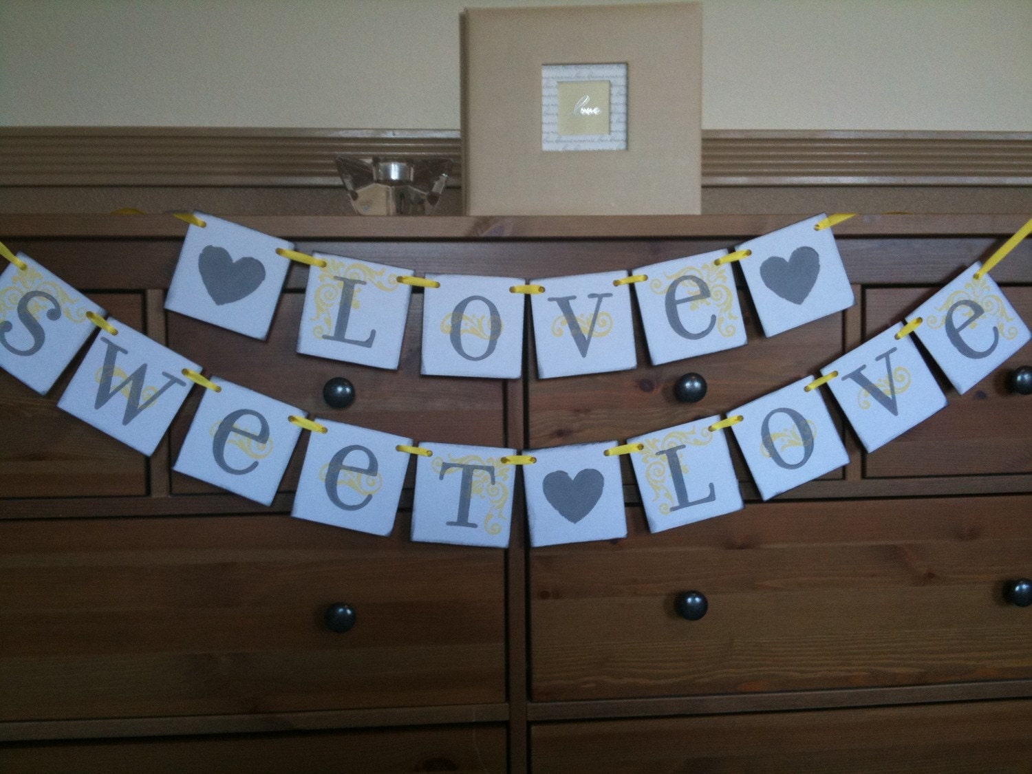 LOVE SWEET LOVE Double Garland Wedding Banner Customize To Your Wedding Colors / See It Featured In Wedding Style Magazine (June 2011)