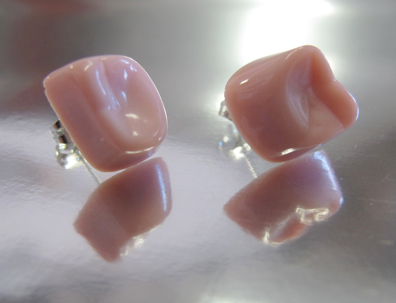 Rose Glass Molar Tooth Earrings