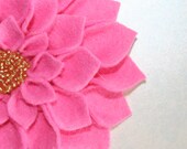 Shocking Pink Felt Flower Delilah Customized Center 4.75" HANDMADE Custom Orders Welcome - Perfect for Purse Clips Accessories Headbands