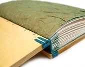 wood guest book - custom made - personalized wedding book rustic green anniversary gift - made to order