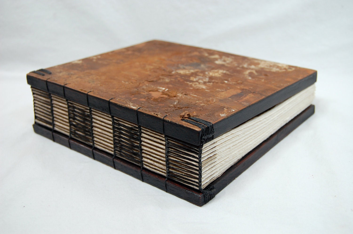 blank journal -handmade-  tree bark covered wood book
