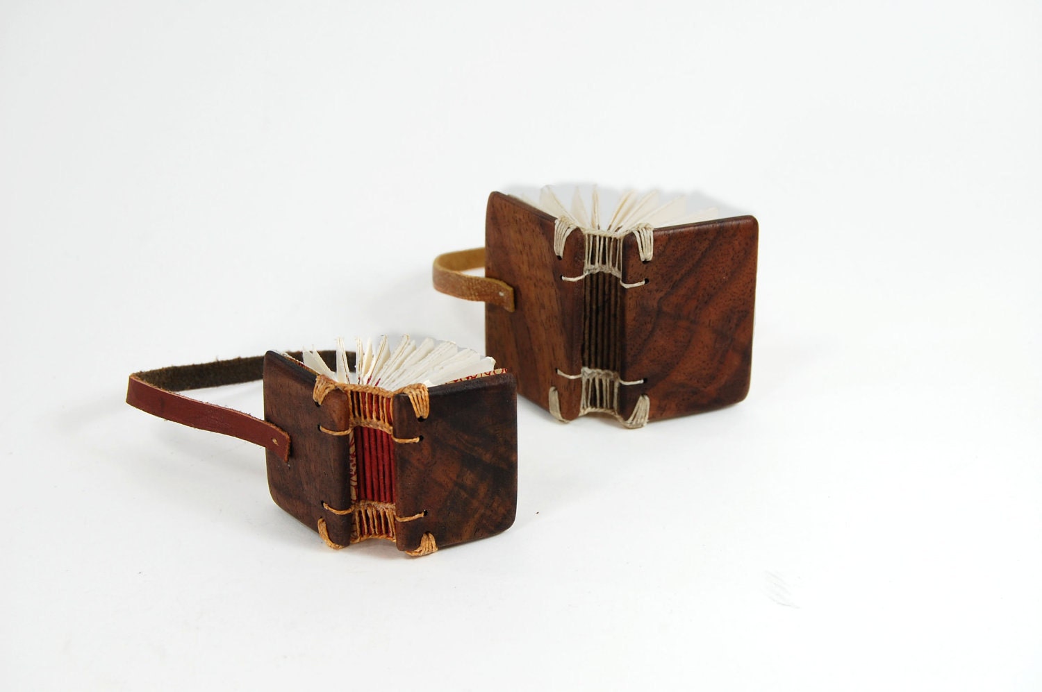 black walnut  mini journal - small handmade wood book - woodland rustic