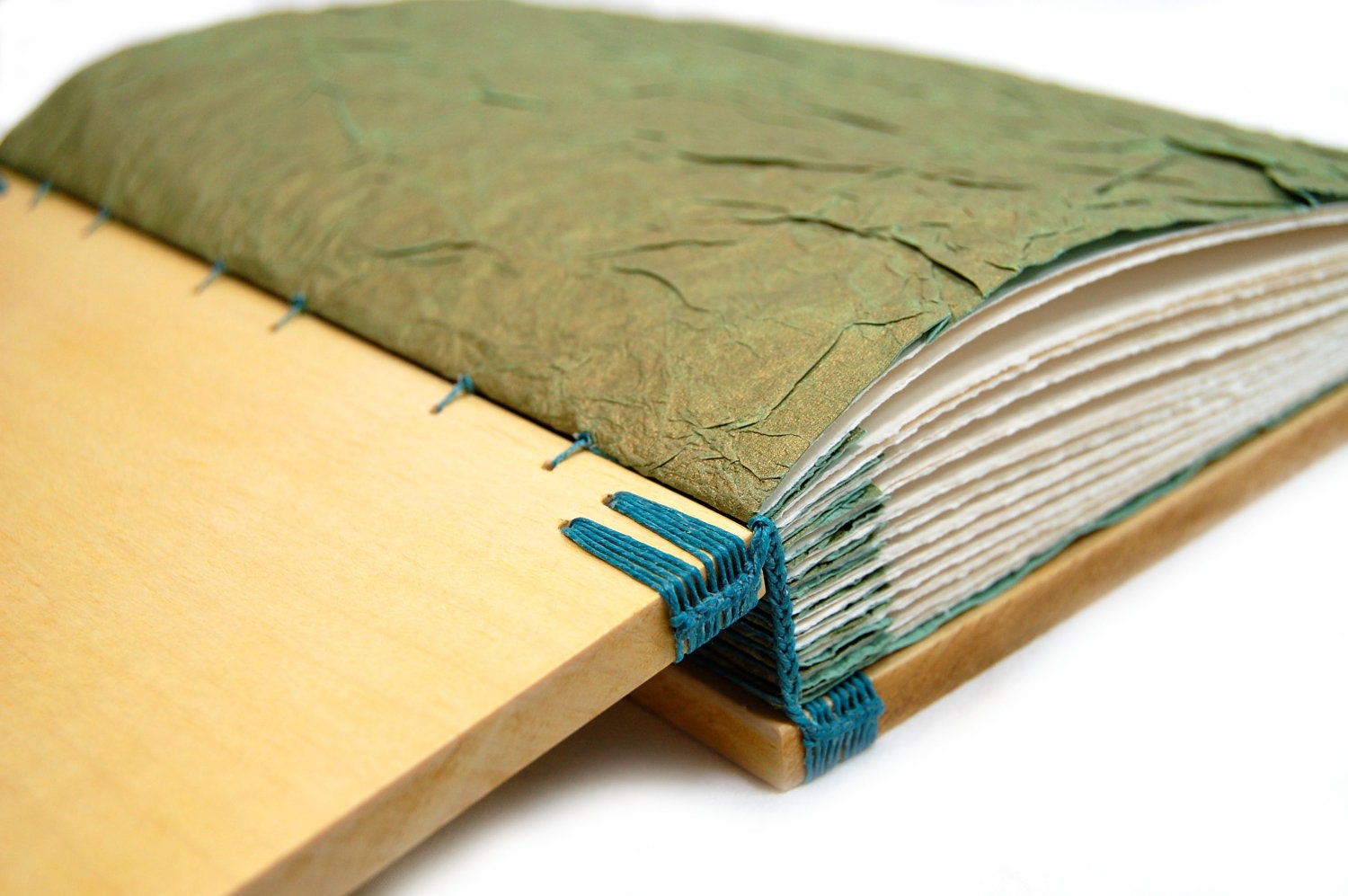 wood guest book - custom made - personalized wedding book rustic green anniversary gift - made to order