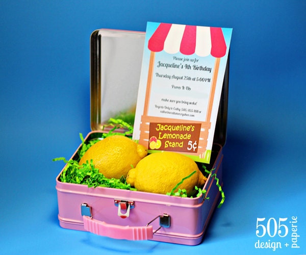 Lemonade Stand Invitation - Printable Lemonade Party Invitation by 505 Design Paperie Il_170x135