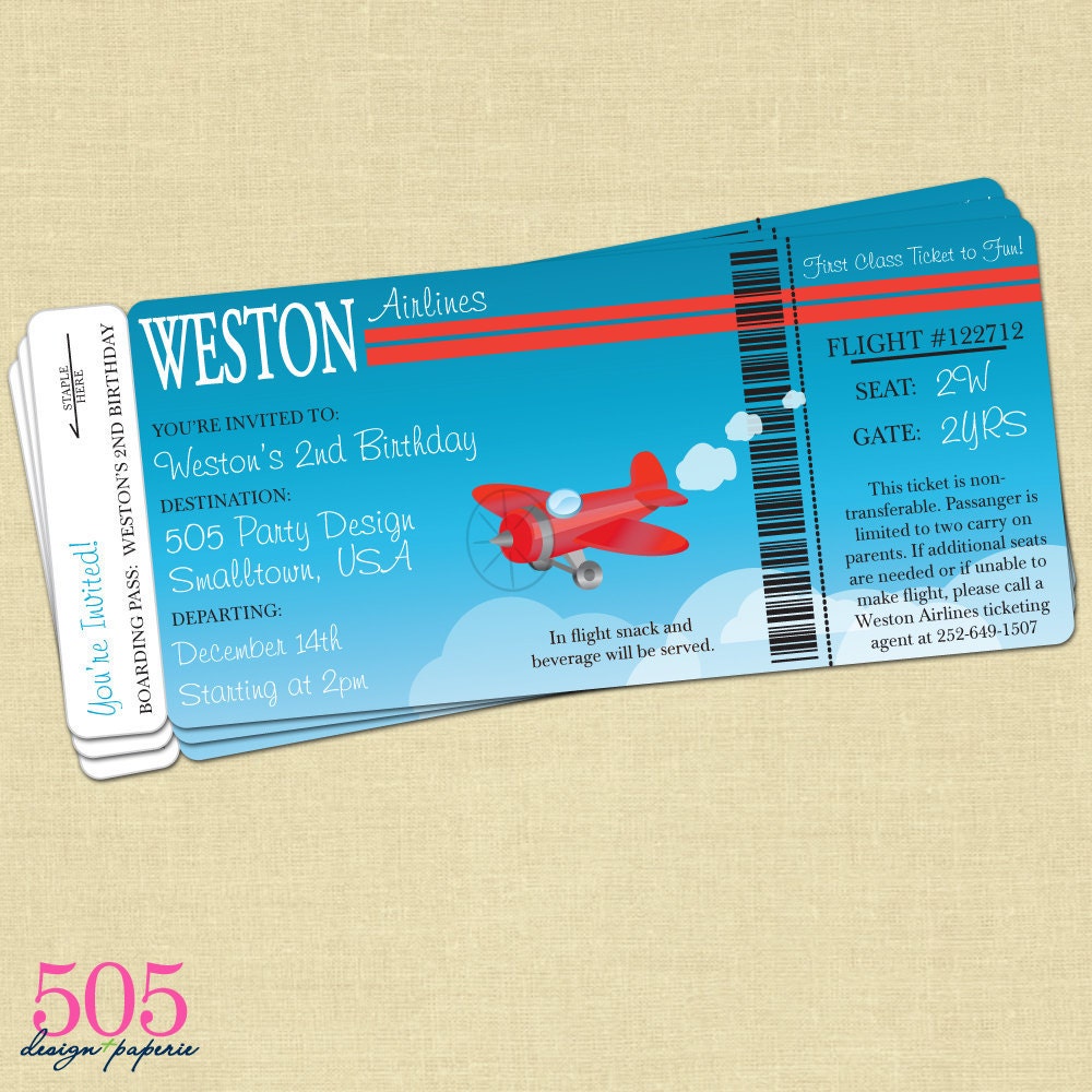 Vintage Biplane Invitation - Printable Invitation by 505 Design