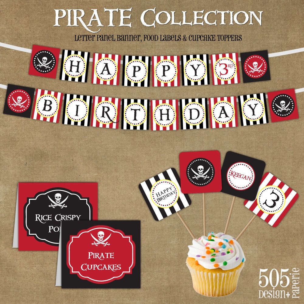 Pirate Party Decorations Printable Party Package by 505 Design Paperie