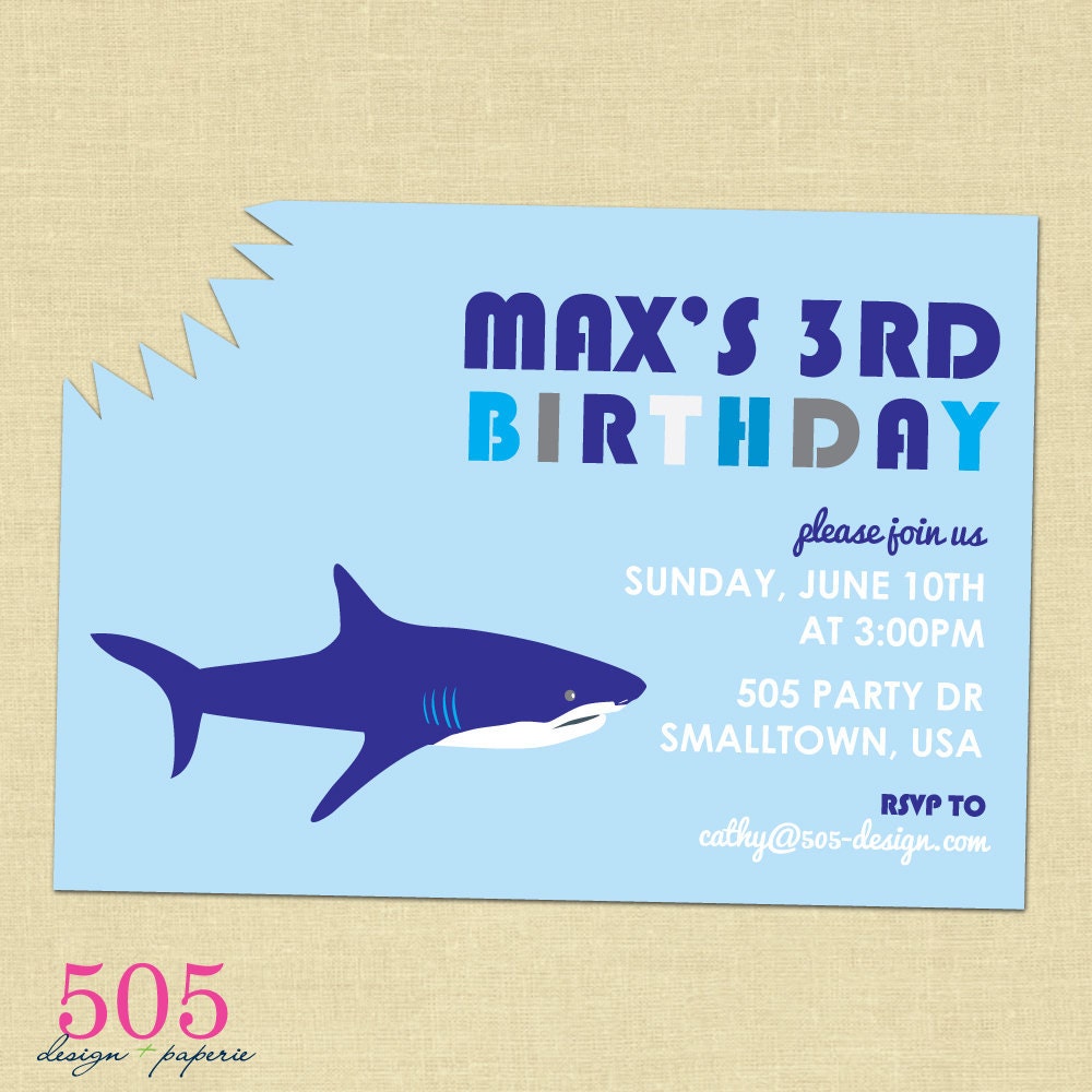 Shark Birthday Party Invitation - Printable Invitation by 505 Design Paperie