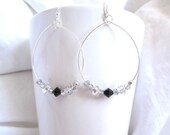 Silver Mirrored Crystal and Swarvoski Earring Hoops