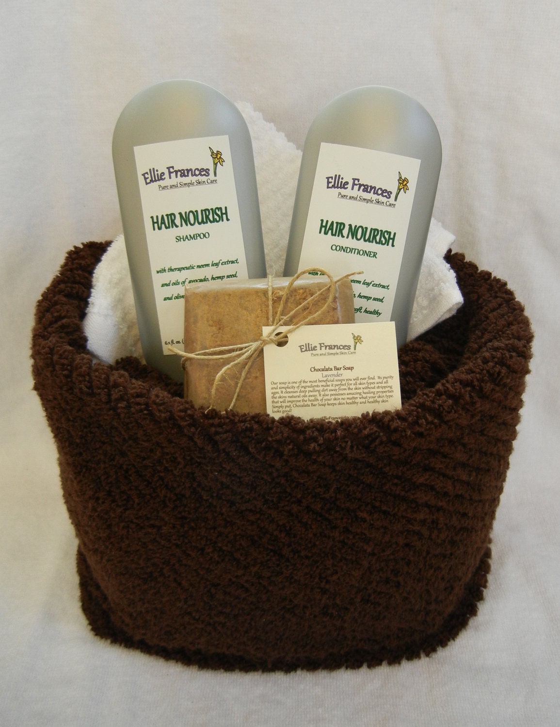 Healthy Hair Bath Towel Gift Basket with all natural ingredients