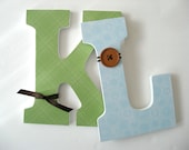 Custom Wooden Letters BABY BLUES and GREENS Theme- Nursery Bedroom Décor Wall Decorations Wood Personalized Coord. Womb with a View