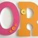 Custom Decorated Wooden Letters PINK & ORANGE Nursery Bedroom Home Décor, Wall Decorations, Wood Letters, Personalized Aloha