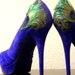 Blue Peacock Peep Toe Pleated Pump ... Size 8.5