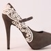 Gray Platform Pumps with Venise Lace .. Size 8