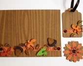Autumn Leaves and Acorn Notecard Set with Gift Tag and 3D Flower Embellishment