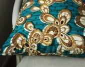Teal Floral Cushion Pillow cover - 20 x 20 inches (50cm)