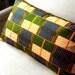 Green Blue Straw Kente Print Lumbar pillow cover - 12 x 22 inches